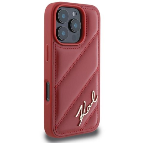 Karl Lagerfeld Quilted Signature - Etui iPhone 16 Pro (czerwony)