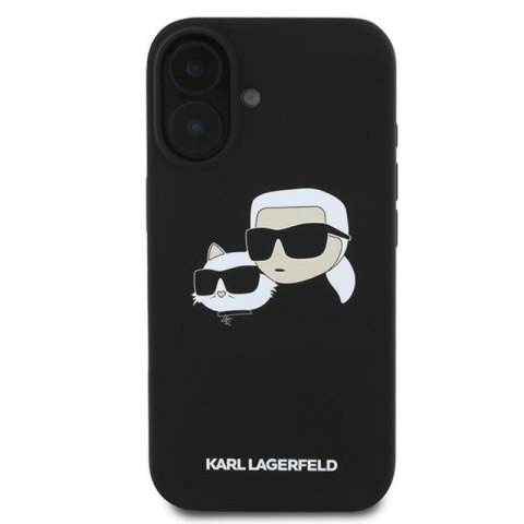 Karl Lagerfeld Silicone Double Heads Print MagSafe - Etui iPhone 16 Plus (czarny)