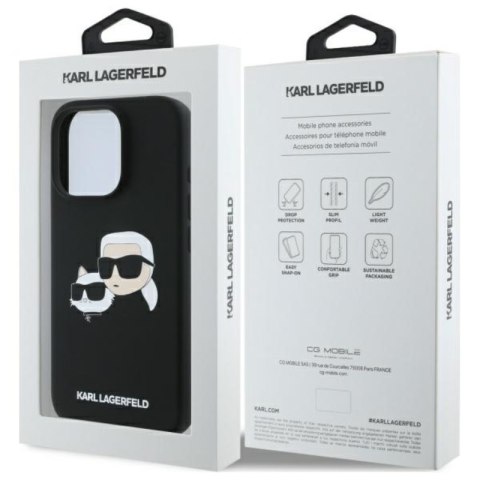 Karl Lagerfeld Silicone Double Heads Print MagSafe - Etui iPhone 16 Pro Max (czarny)