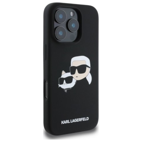Karl Lagerfeld Silicone Double Heads Print MagSafe - Etui iPhone 16 Pro (czarny)