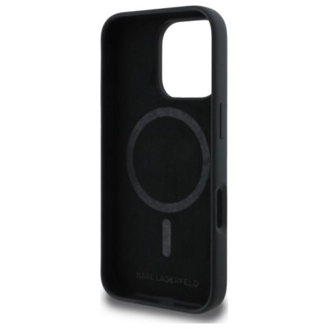 Karl Lagerfeld Silicone Double Heads Print MagSafe - Etui iPhone 16 Pro (czarny)