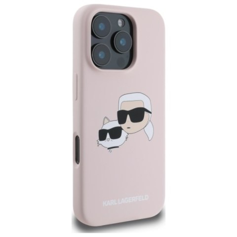 Karl Lagerfeld Silicone Double Heads Print MagSafe - Etui iPhone 16 Pro (różowy)