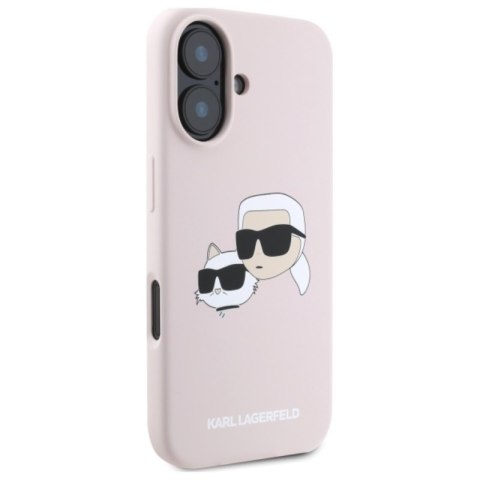 Karl Lagerfeld Silicone Double Heads Print MagSafe - Etui iPhone 16 (różowy)
