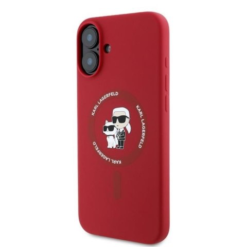 Karl Lagerfeld Silicone Karl & Choupette Ring MagSafe - Etui iPhone 16 Plus (czerwony)