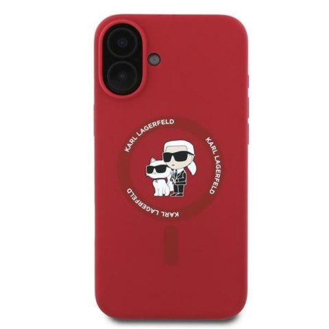 Karl Lagerfeld Silicone Karl & Choupette Ring MagSafe - Etui iPhone 16 Plus (czerwony)