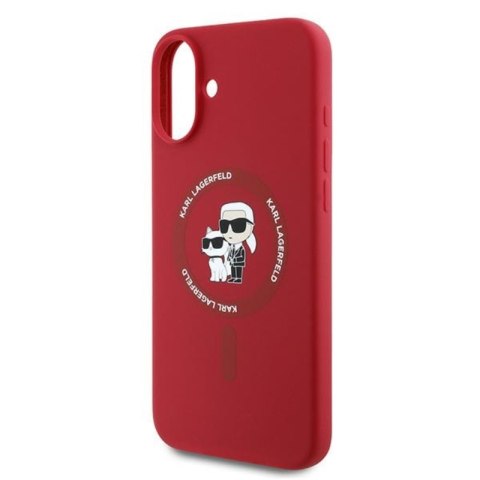 Karl Lagerfeld Silicone Karl & Choupette Ring MagSafe - Etui iPhone 16 Plus (czerwony)
