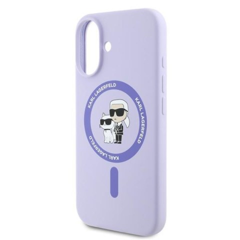Karl Lagerfeld Silicone Karl & Choupette Ring MagSafe - Etui iPhone 16 Plus (fioletowy)