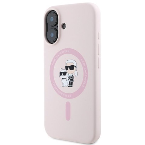 Karl Lagerfeld Silicone Karl & Choupette Ring MagSafe - Etui iPhone 16 Plus (różowy)