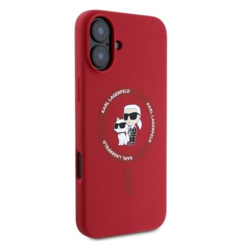 Karl Lagerfeld Silicone Karl & Choupette Ring MagSafe - Etui iPhone 16 (czerwony)
