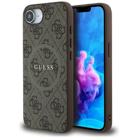 Guess 4G Ring Classic Logo MagSafe - Etui do iPhone 16e (brązowy)