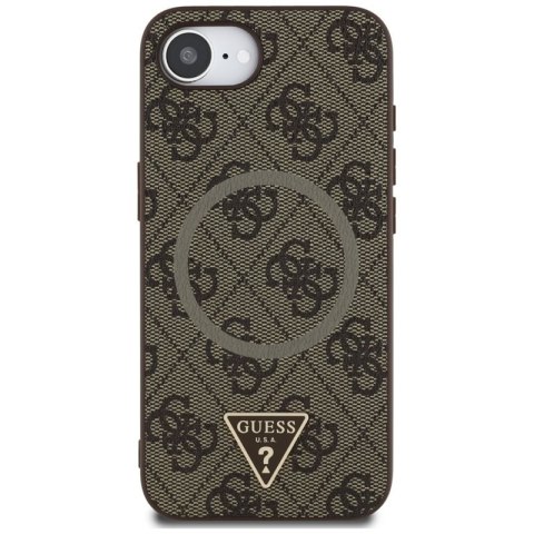 Guess 4G Ring Triangle Logo MagSafe - Etui do iPhone 16e (brązowy)