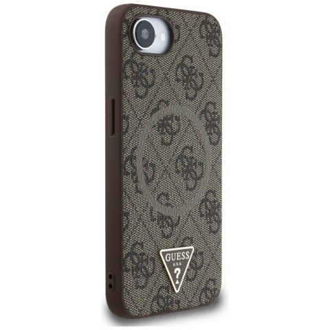 Guess 4G Ring Triangle Logo MagSafe - Etui do iPhone 16e (brązowy)