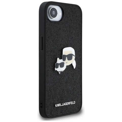 Karl Lagerfeld Fixed Glitter Karl & Choupette Heads Metal Pin - Etui do iPhone 16e (czarny)