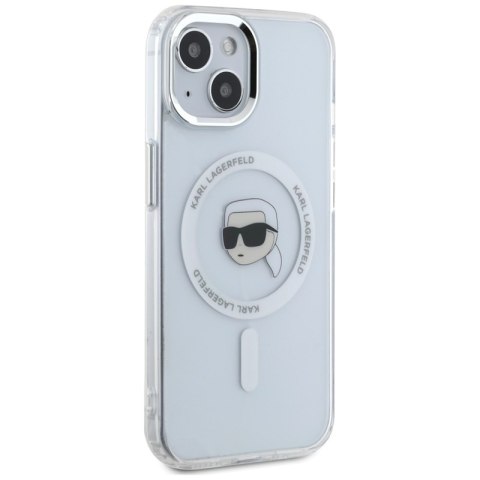 Karl Lagerfeld IML Metal Karl Head MagSafe - Etui do iPhone 15 Plus (biały)