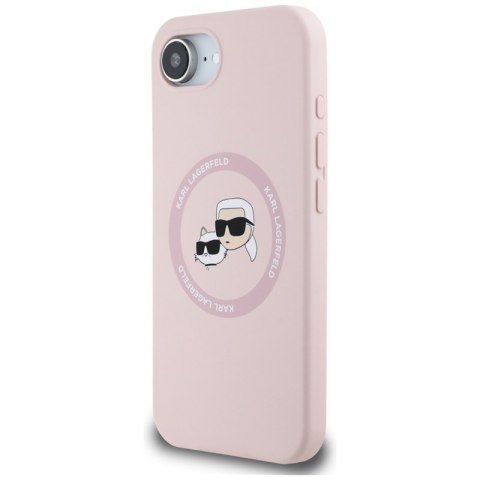 Karl Lagerfeld Silicone Karl & Choupette Heads MagSafe - Etui do iPhone 16e (różowy)