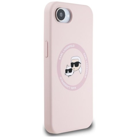 Karl Lagerfeld Silicone Karl & Choupette Heads MagSafe - Etui do iPhone 16e (różowy)