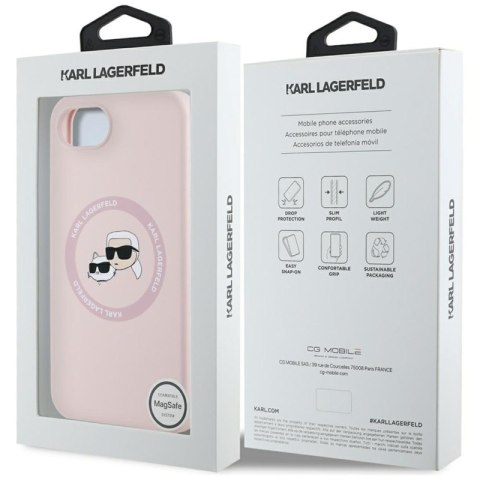 Karl Lagerfeld Silicone Karl & Choupette Heads MagSafe - Etui do iPhone 16e (różowy)