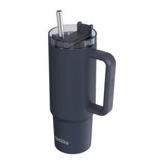 Quokka Stream - Kubek termiczny ze stali nierdzewnej 950 ml ze słomką (Graphite)