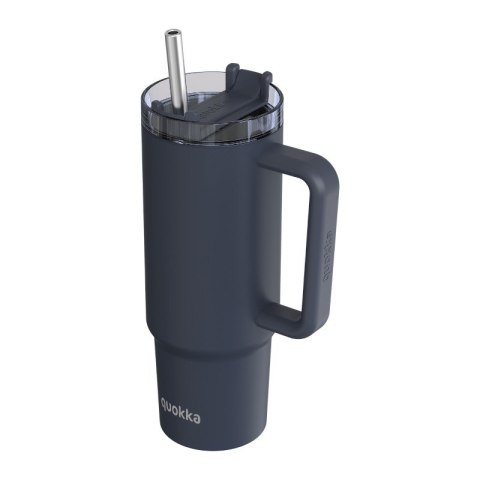 Quokka Stream - Kubek termiczny ze stali nierdzewnej 950 ml ze słomką (Graphite)