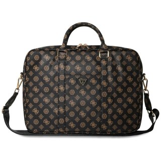 Guess 4G Peony Front Pocket Zipper Triangle Logo - Torba na notebooka 16" (czarny)