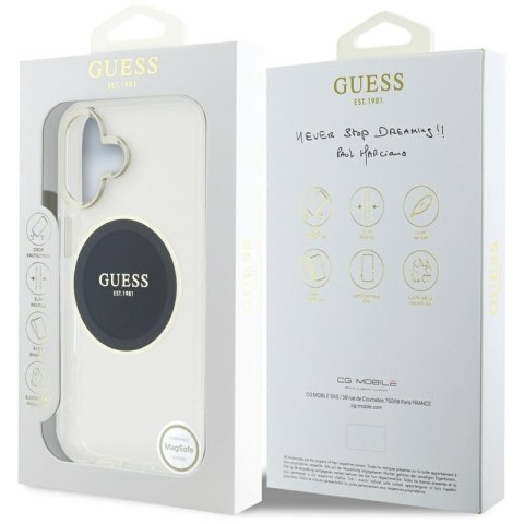 Guess IML Metal Colored Circle Classic Logo MagSafe - Etui do iPhone 16 (czarny)