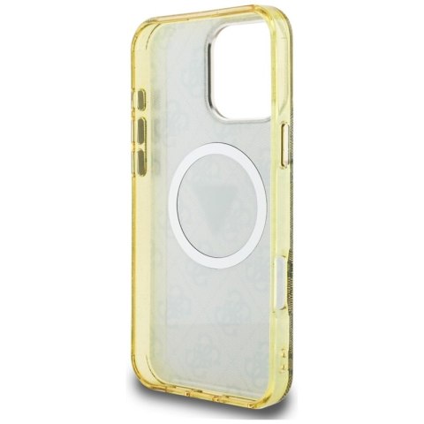 Guess IML Metal Glitter 4G Circle Triangle MagSafe - Etui do iPhone 16 Pro Max (brązowy)