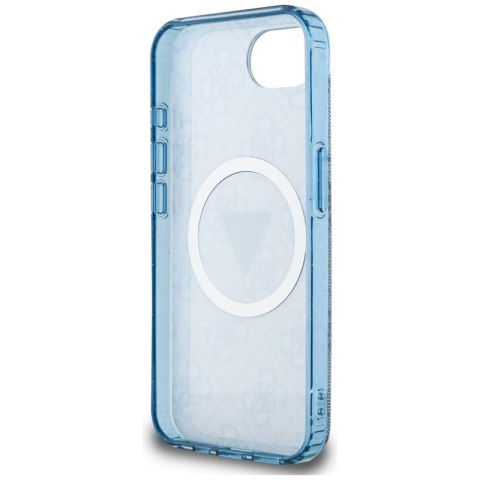 Guess IML Metal Glitter 4G Circle Triangle MagSafe - Etui do iPhone 16e (niebieski)