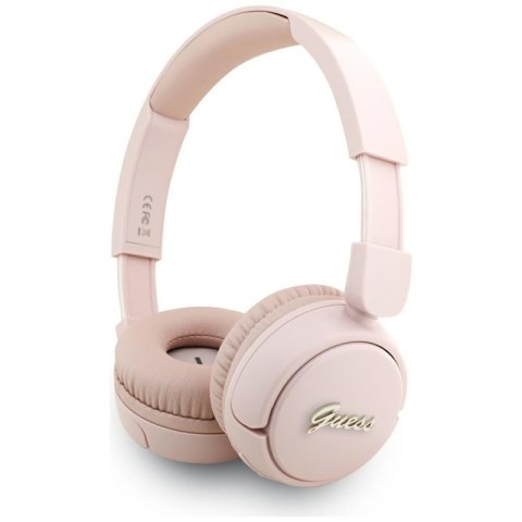 Guess Metal Logo Script - Bezprzewodowe słuchawki nauszne Bluetooth V5.3 (różowy)