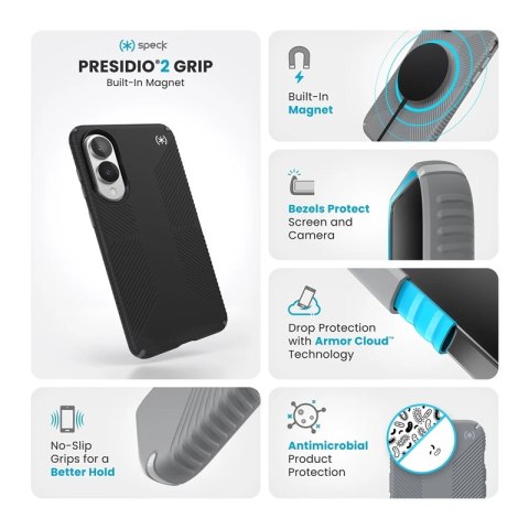 Speck Presidio2 Grip Magnet - Etui Samsung Galaxy S25 Edge MagSafe (Black/Slate Grey/White)