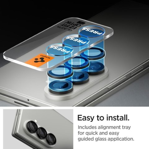 Spigen Optik Pro HD GLAS.TR EZ Fit Camera Protector 2-Pack - Szkło ochronne na obiektyw do Samsung Galaxy Z Fold 7 (2 szt)(Czarn