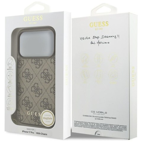 Guess 4G Charms Collection MagSafe - Etui iPhone 17 Pro (brązowy)