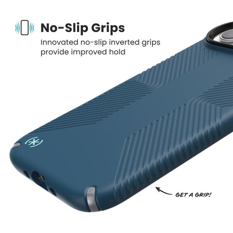 Speck Presidio2 Grip MagSafe - Etui iPhone Air (Deep Sea / Silver Metallic / Spell Blue)