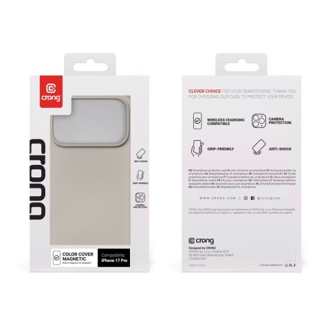 Crong Color Cover Magnetic - Etui MagSafe iPhone 17 Pro (kamienny beż)