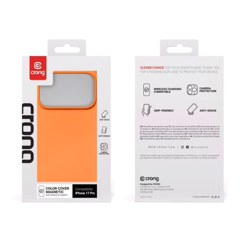Crong Color Cover Magnetic - Etui MagSafe iPhone 17 Pro (pomarańczowy)