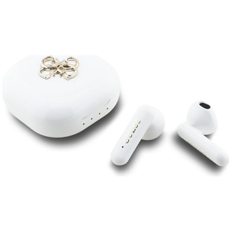 Guess 4G Metal Logo - Słuchawki Bluetooth TWS + etui ładujące (biały)