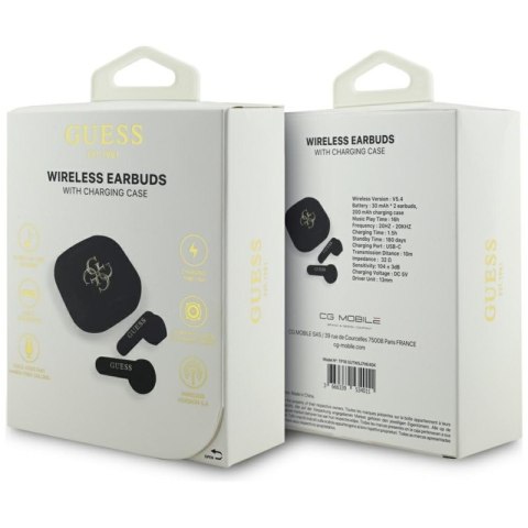 Guess 4G Metal Logo - Słuchawki Bluetooth TWS + etui ładujące (czarny)