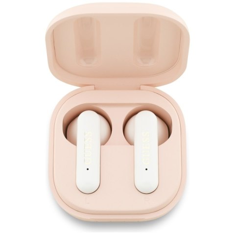 Guess 4G Metal Logo - Słuchawki Bluetooth TWS + etui ładujące (różowy)
