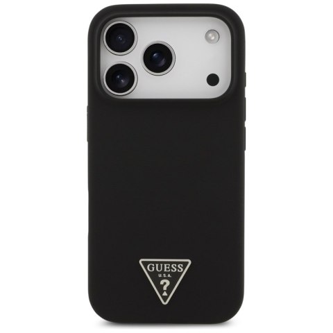 Guess Silicone Triangle Logo MagSafe - Etui iPhone 17 Pro (czarny)