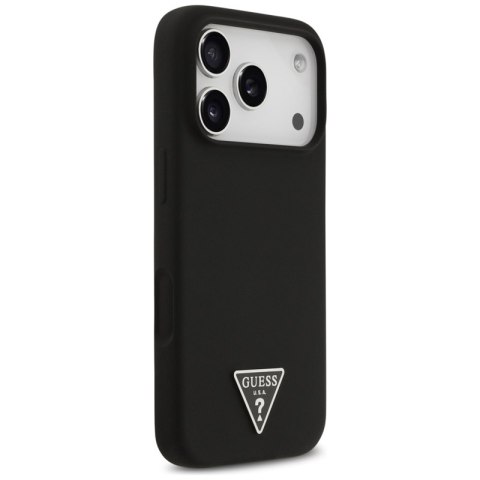 Guess Silicone Triangle Logo MagSafe - Etui iPhone 17 Pro (czarny)