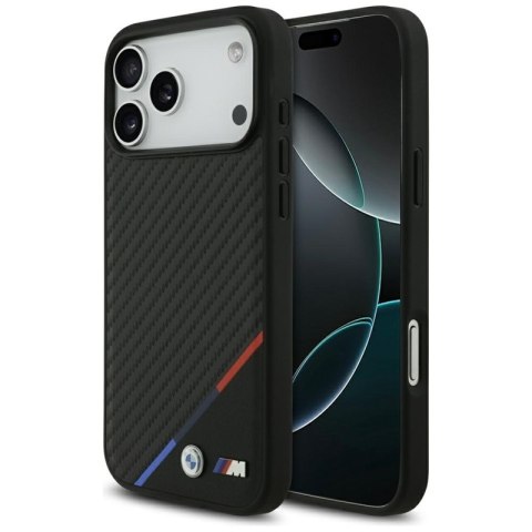 BMW M Carbon Tricolor Line MagSafe - Etui iPhone 17 Pro Max (czarny)