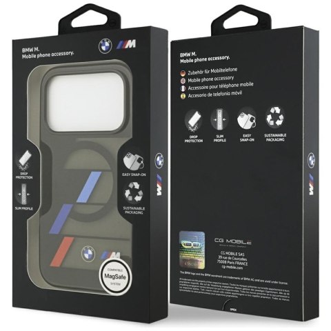 BMW M IML Metal Buttons Tricolor Lines MagSafe - Etui iPhone 17 Pro (czarny)