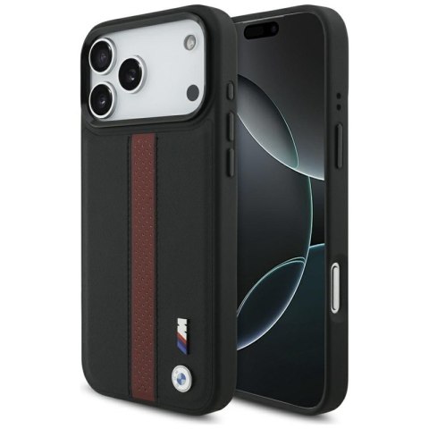 BMW M Perforated Stripe Logo MagSafe - Etui iPhone 17 Pro Max (czerwony)