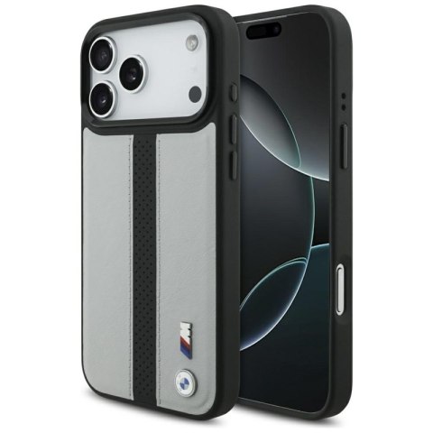 BMW M Perforated Stripe Logo MagSafe - Etui iPhone 17 Pro Max (szary)