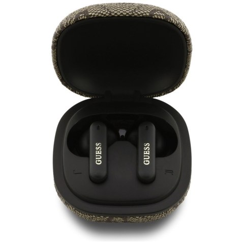 Guess 4G Classic Metal Logo - Słuchawki Bluetooth TWS ENC + etui ładujące (brązowy)