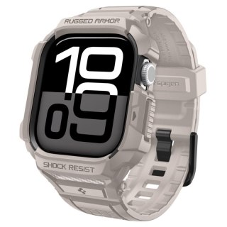 Spigen Rugged Armor Pro V2 - Pasek z obudową do Apple Watch 10 / 11 42 mm (Dune Beige)