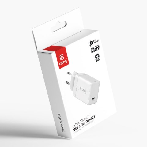Crong Ultra Compact GaN - Ładowarka sieciowa USB-C 45W PD 3.0 z PPS (biały)