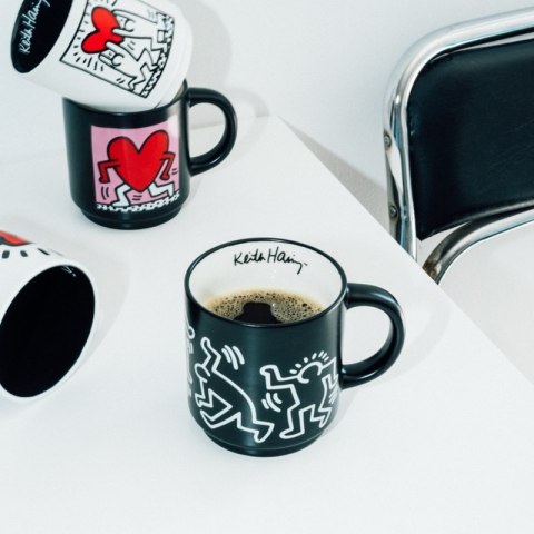 Keith Haring - Zestaw kubków ceramicznych ze stojakiem 300 ml 4 szt.
