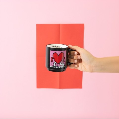 Keith Haring - Zestaw kubków ceramicznych ze stojakiem 300 ml 4 szt.