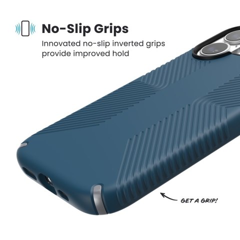 Speck Presidio2 Grip MagSafe - Etui iPhone 17 (Deep Sea/Silver Metallic)