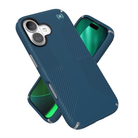 Speck Presidio2 Grip MagSafe - Etui iPhone 17 (Deep Sea/Silver Metallic)